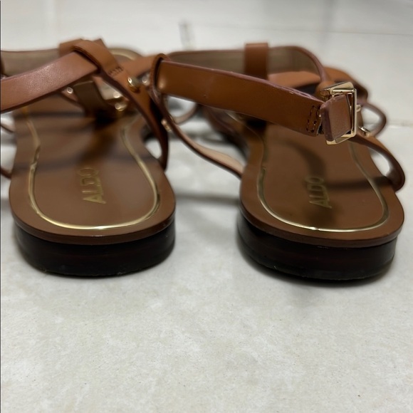 Aldo Brown Gladiator Sandals with Gold Accents | Size 6 - Picture 3 of 5